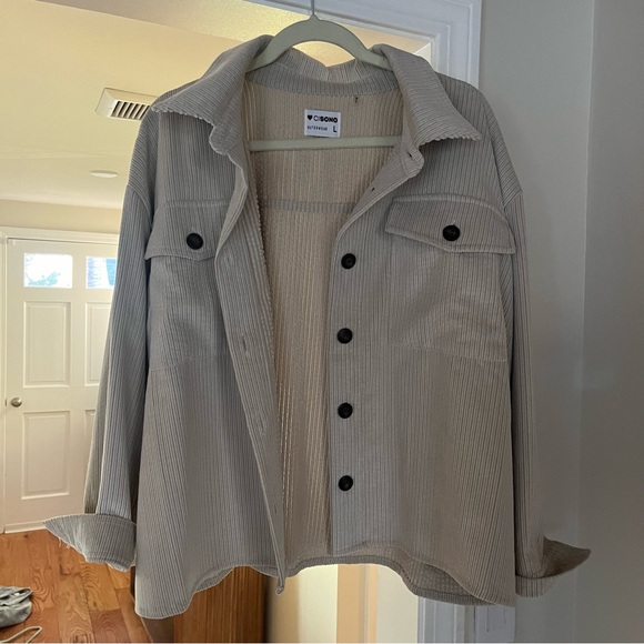 Pink Lily Jackets & Blazers - Corduroy Jacket, Vintage Inspired, Women’s Large, Beige